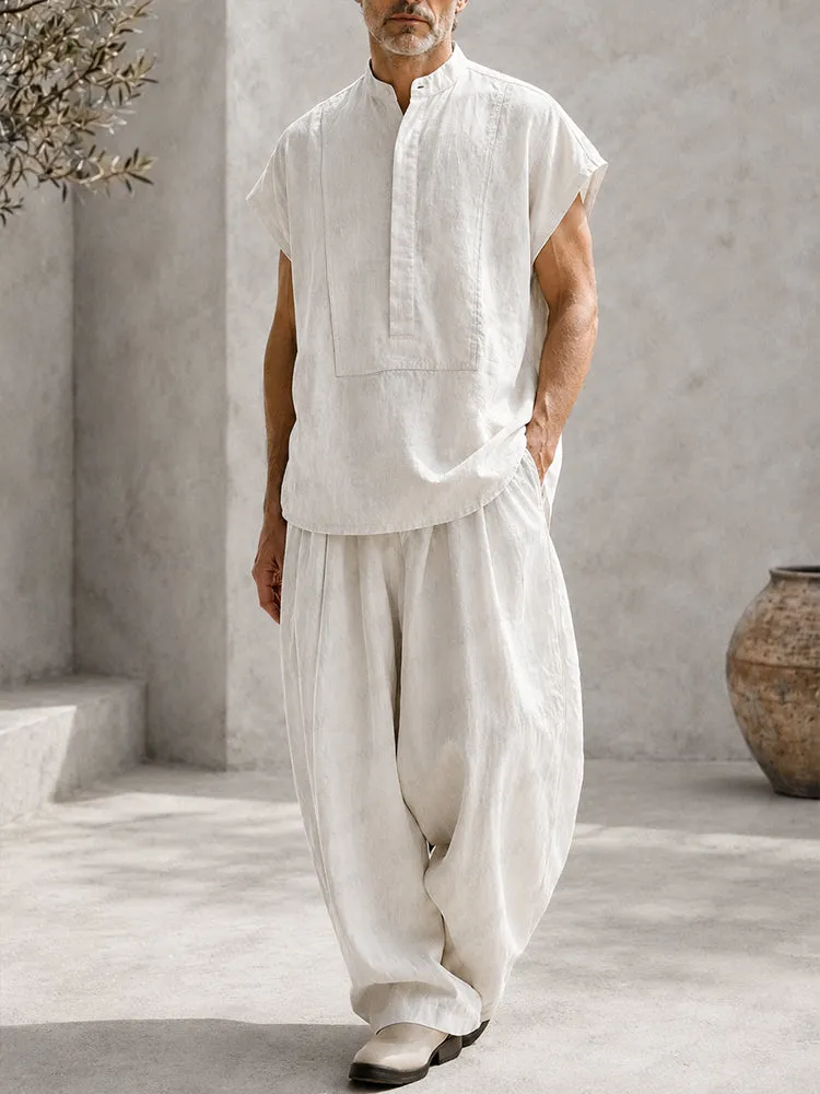Effortless 100% Cotton Tank Top Baggy Pants Set sold by Coofandy