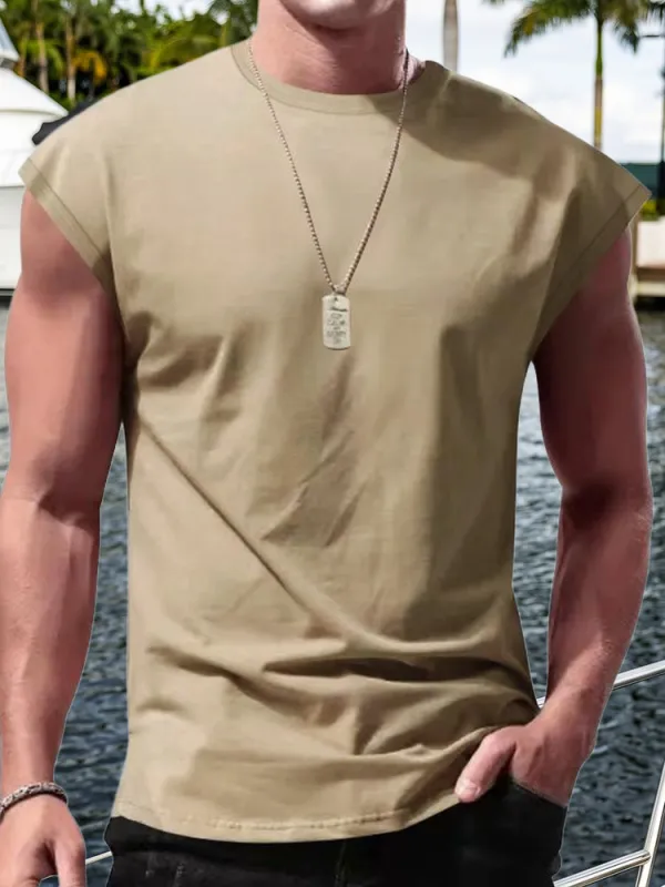 Men's Minimalist Drop Shoulder Sleeveless Tee made by Coofandy