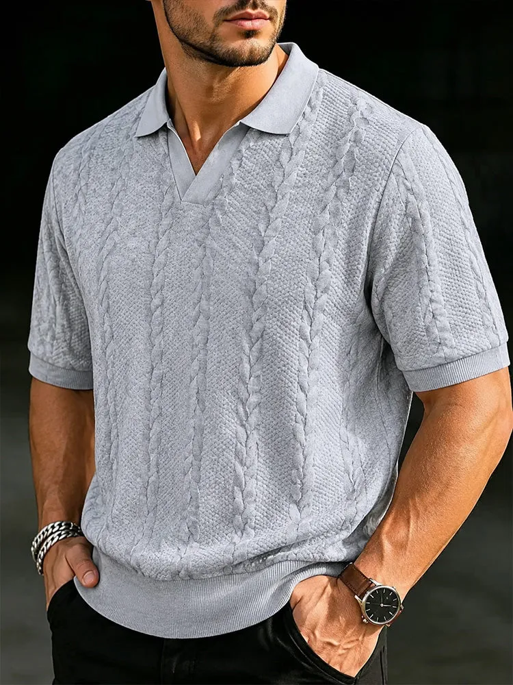 Men's Cable Knit Short Sleeve Polo Shirt sold by Coofandy product image thumbnail 4