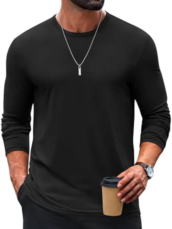 Crew Neck Long Sleeve Basic Soft Casual T-Shirt (US Only) made by Coofandy