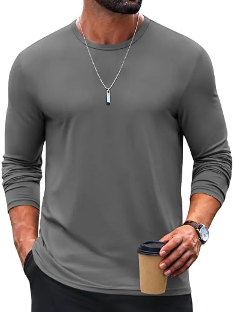 Crew Neck Long Sleeve Basic Soft Casual T-Shirt (US Only) sold by Coofandy product image thumbnail 4