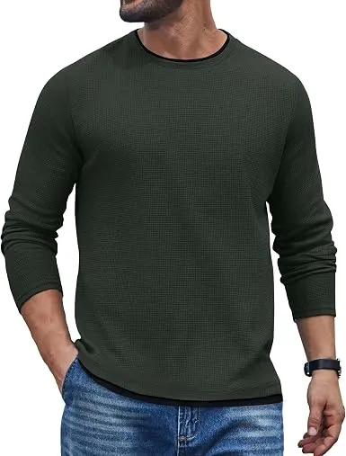 Waffle Knit Crewneck Long Sleeve T-Shirt (US Only) sold by Coofandy product image thumbnail 2