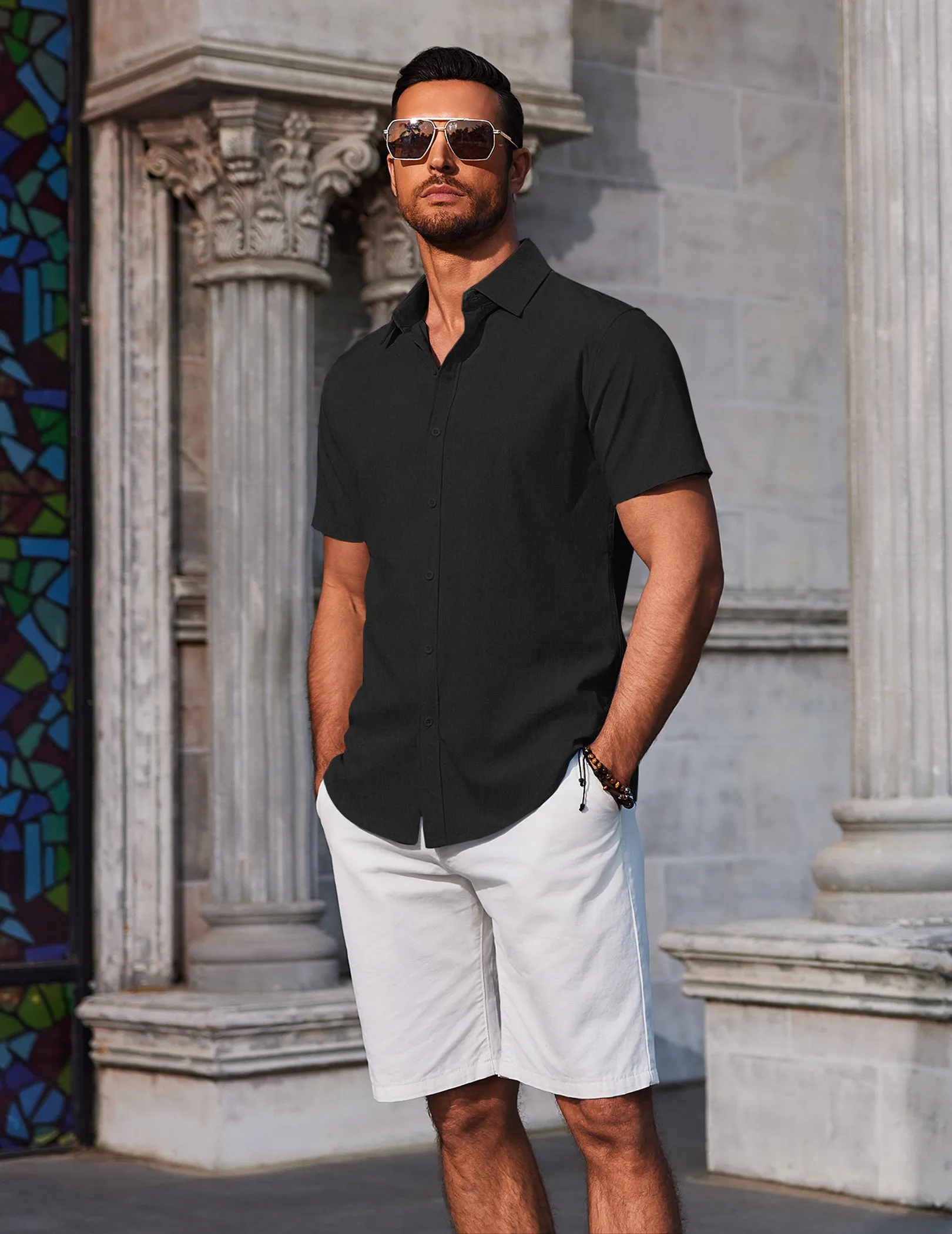 Casual Summer Button Down Short Sleeve Shirts (US Only) sold by Coofandy product image thumbnail 3