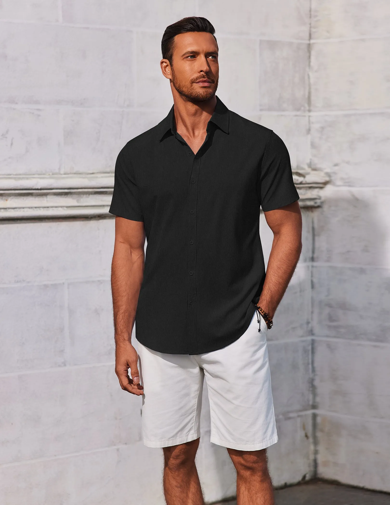 Casual Summer Button Down Short Sleeve Shirts (US Only) sold by Coofandy product image thumbnail 5