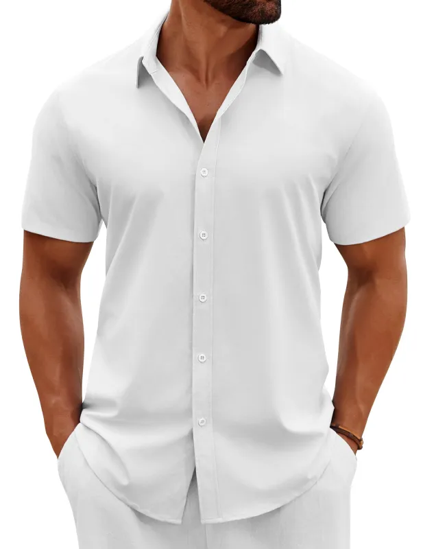 Casual Summer Button Down Short Sleeve Shirts (US Only) made by Coofandy