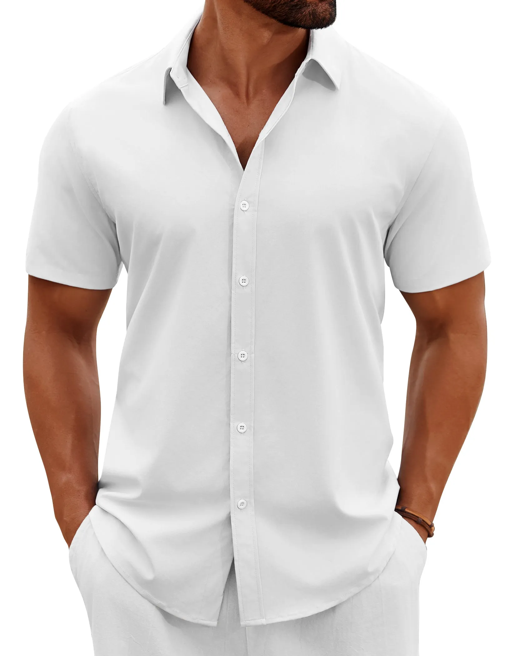 Casual Summer Button Down Short Sleeve Shirts (US Only) sold by Coofandy