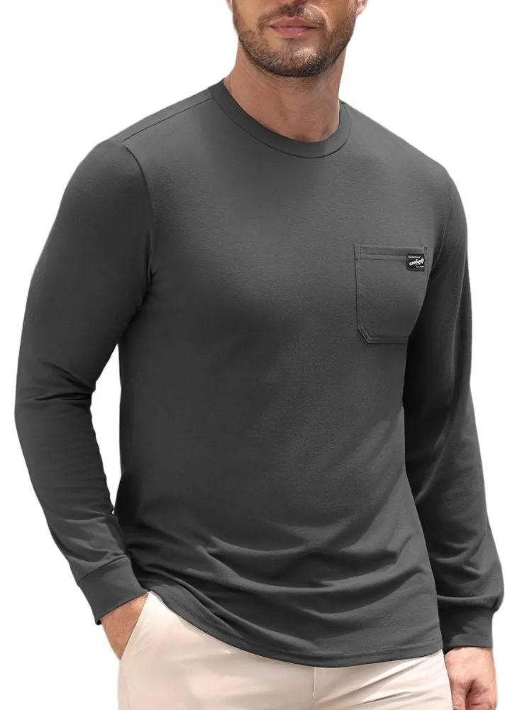 Regular Fit Crewneck Long Sleeve Pocket T-Shirt (US Only) sold by Coofandy product image thumbnail 2