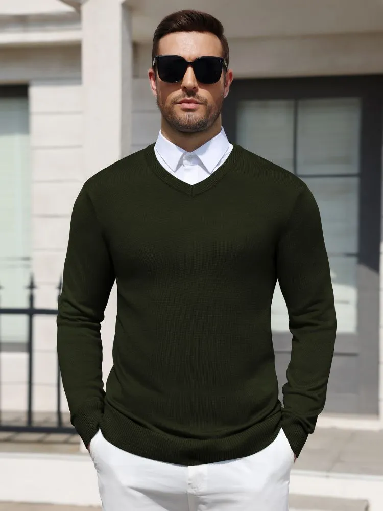 Regular Fit V-Neck Knit Pullover Sweater (US Only) sold by Coofandy product image thumbnail 2