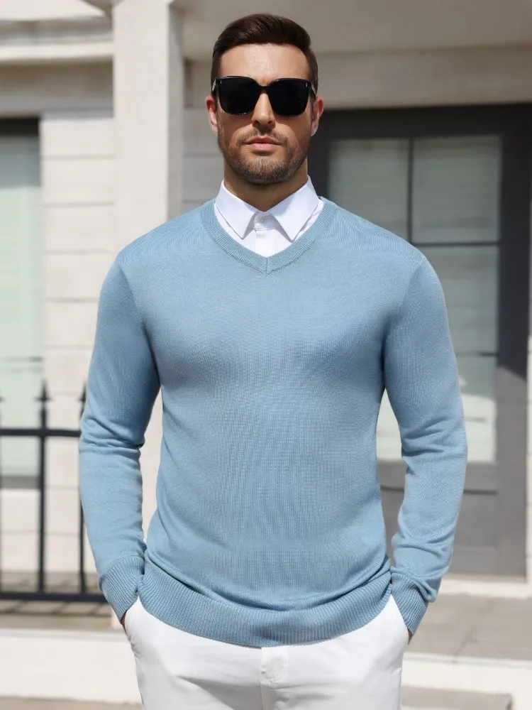 Regular Fit V-Neck Knit Pullover Sweater (US Only) sold by Coofandy product image thumbnail 3