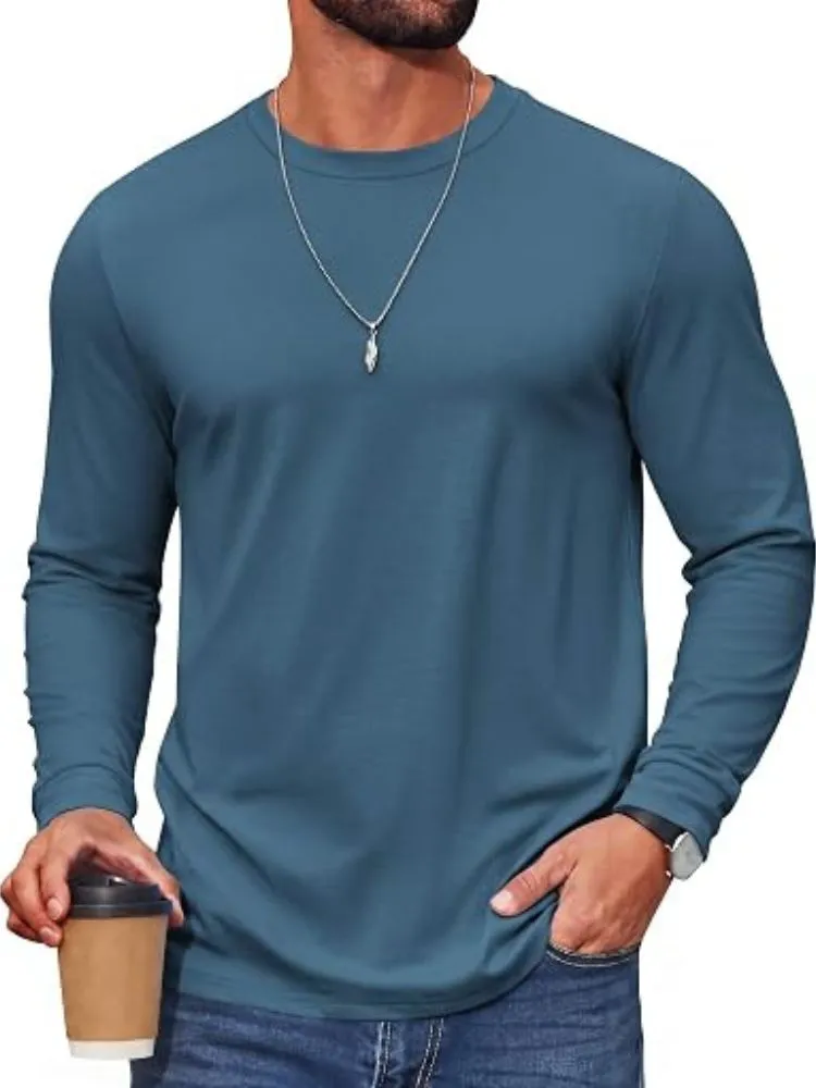 Essential Cotton-Blend Long Sleeve Tee (US Only) sold by Coofandy product image thumbnail 3
