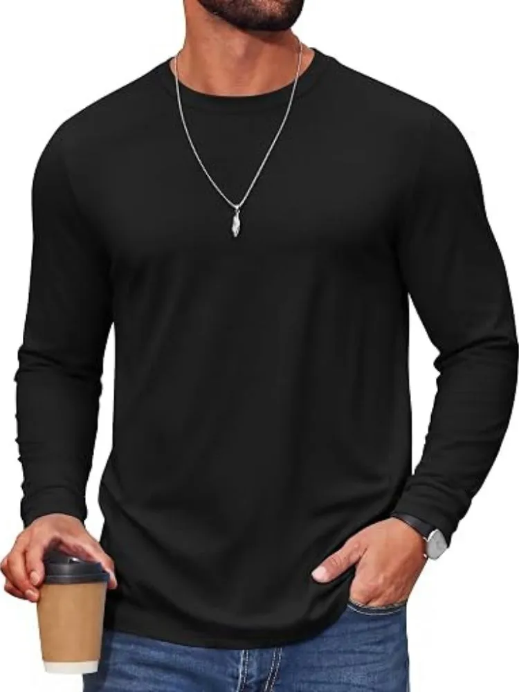 Essential Cotton-Blend Long Sleeve Tee (US Only) sold by Coofandy product image thumbnail 4