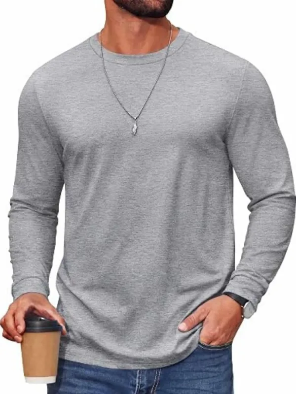 Essential Cotton-Blend Long Sleeve Tee (US Only) made by Coofandy