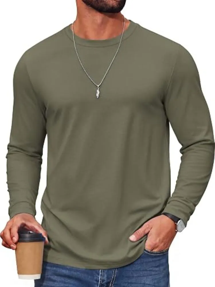 Essential Cotton-Blend Long Sleeve Tee (US Only) sold by Coofandy product image thumbnail 5