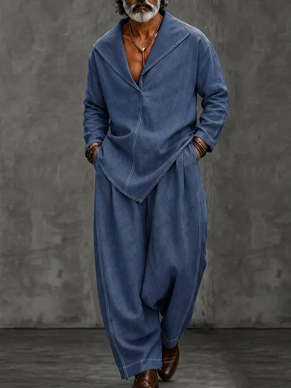 Stylish Asymmetrical Hem Faux Denim Co-ord Set made by Coofandy