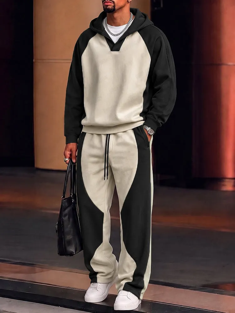 Unique Color Block Hoodie Pants Set sold by Coofandy product image thumbnail 2