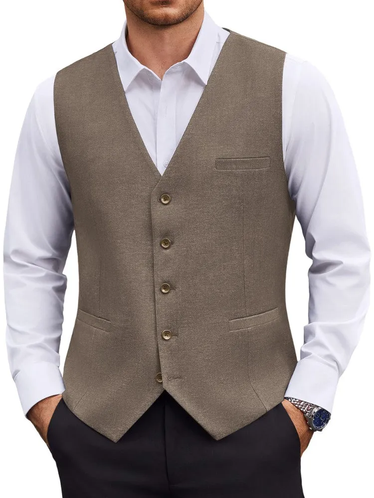 Textured Button Suit Vest with Adjustable Back Strap (US Only) sold by Coofandy product image thumbnail 4