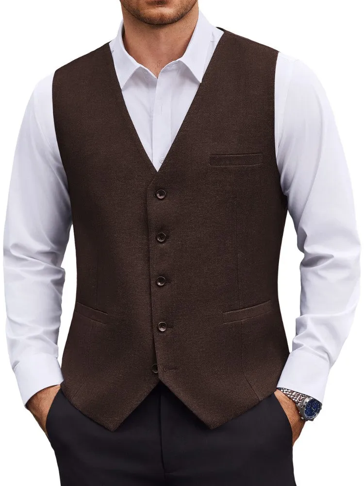 Textured Button Suit Vest with Adjustable Back Strap (US Only) sold by Coofandy product image thumbnail 3