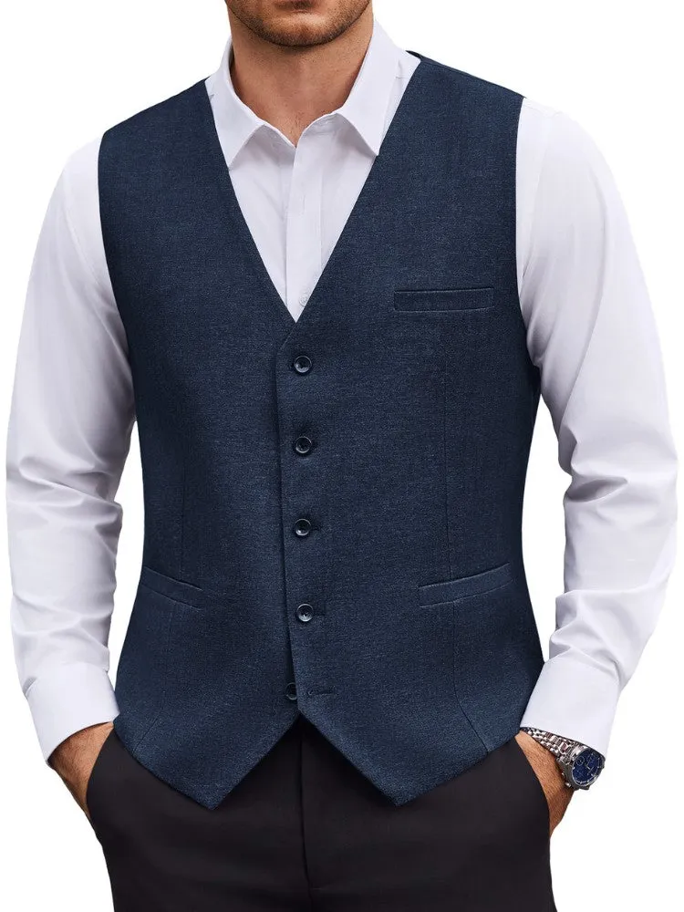 Textured Button Suit Vest with Adjustable Back Strap (US Only) sold by Coofandy product image thumbnail 2