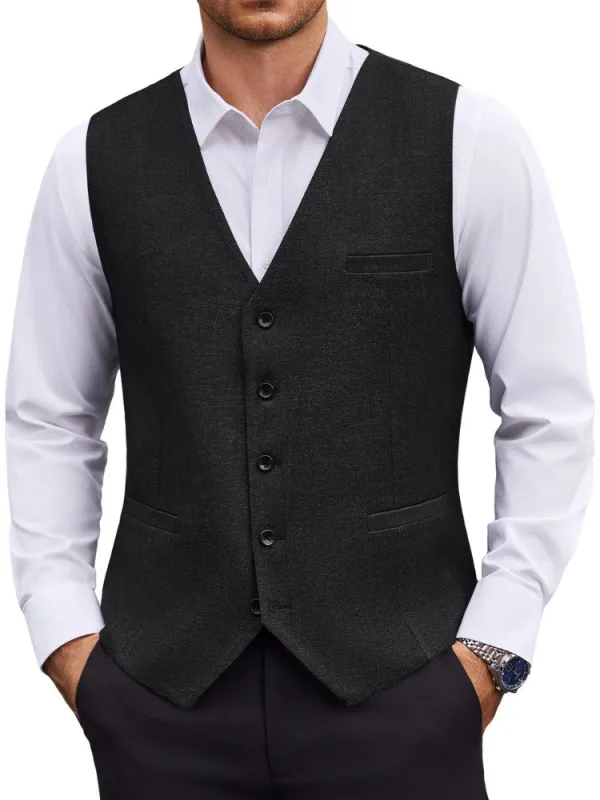 Textured Button Suit Vest with Adjustable Back Strap (US Only) made by Coofandy