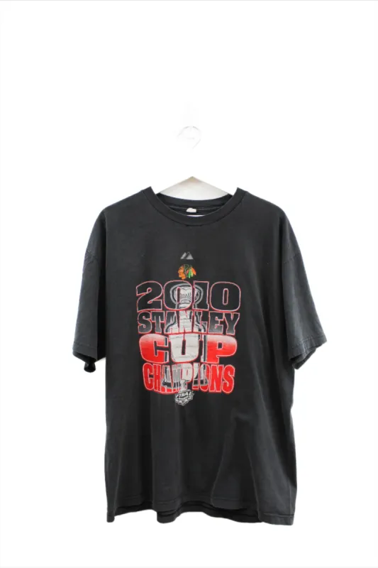 X - Vintage NHL 2010 Chicago Blackhawks Stanley Cup Champs Tee sold by HG Vintage