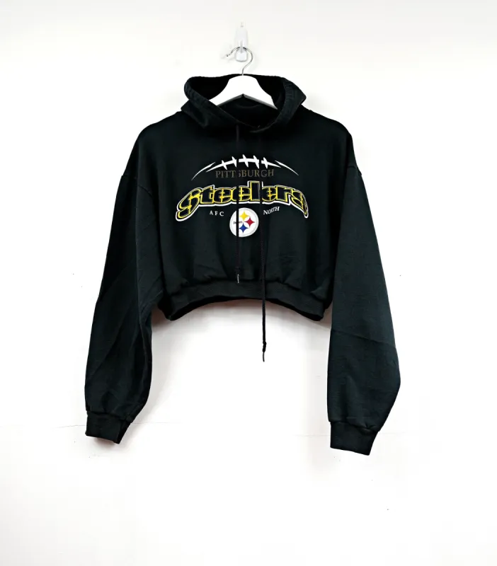 Haus Of Mojo Rework Pittsburgh Steelers Cropped Hoodie sold by HG Vintage