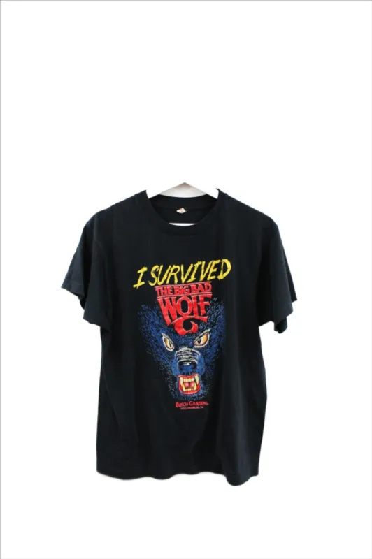 X - Vintage Single Stitch I Survived The Big Bad Wolf Screen Star Tee sold by HG Vintage