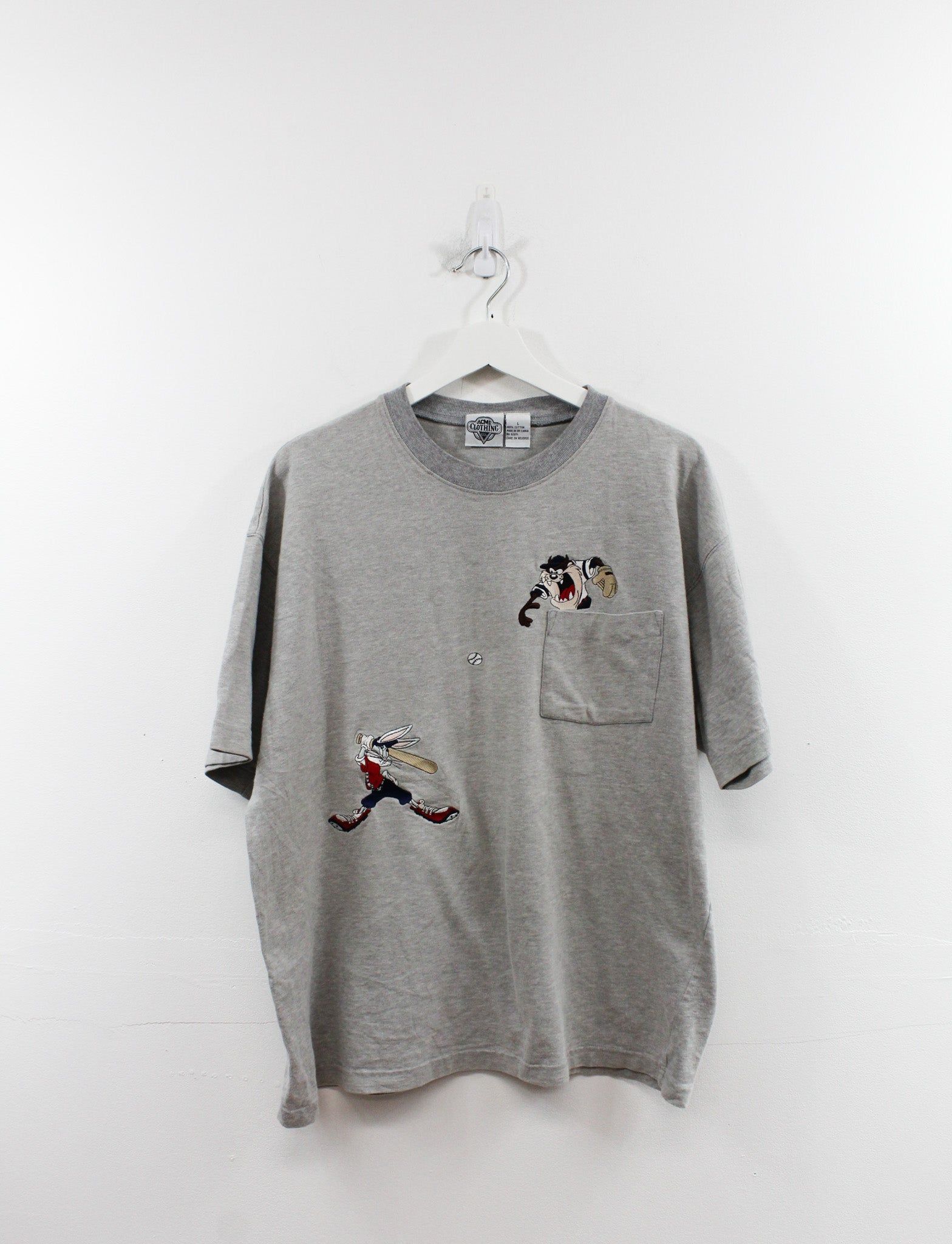 Vintage Looney Tunes Bugs Bunny & Tasmanian Devil Baseball Pocket Tee sold by HG Vintage