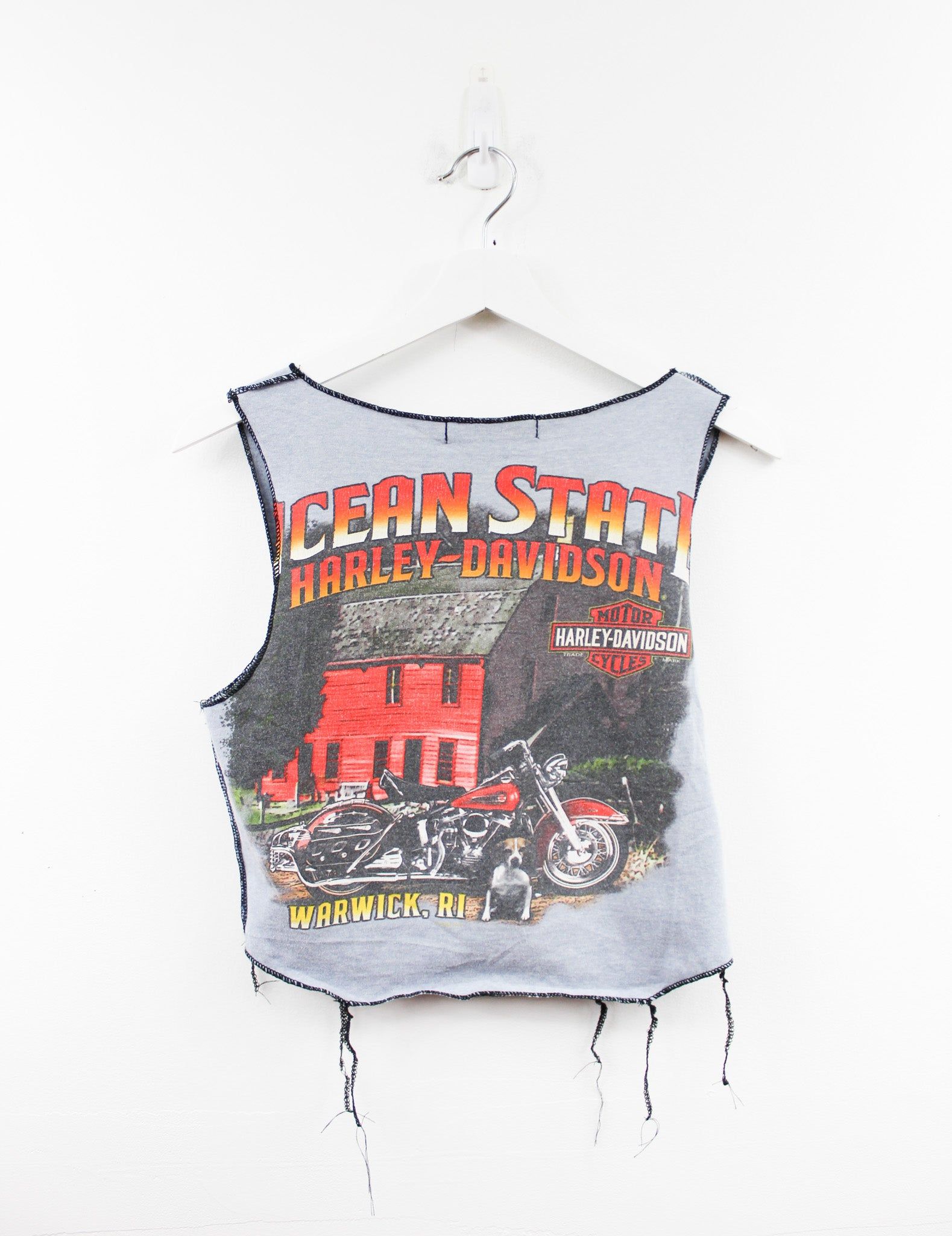 Haus Of Mojo Reworked Vintage Harley Davidson Warwick House And Dog Deisgn Double Stitch Crop Top sold by HG Vintage product image thumbnail 3