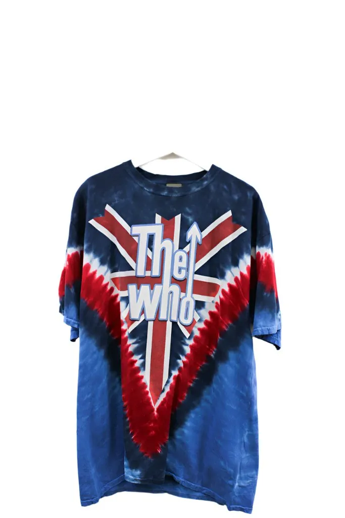 Z- Vintage 90s The Who Liquid Blue Long Live Rock Union Jack Tie Dye Tee sold by HG Vintage
