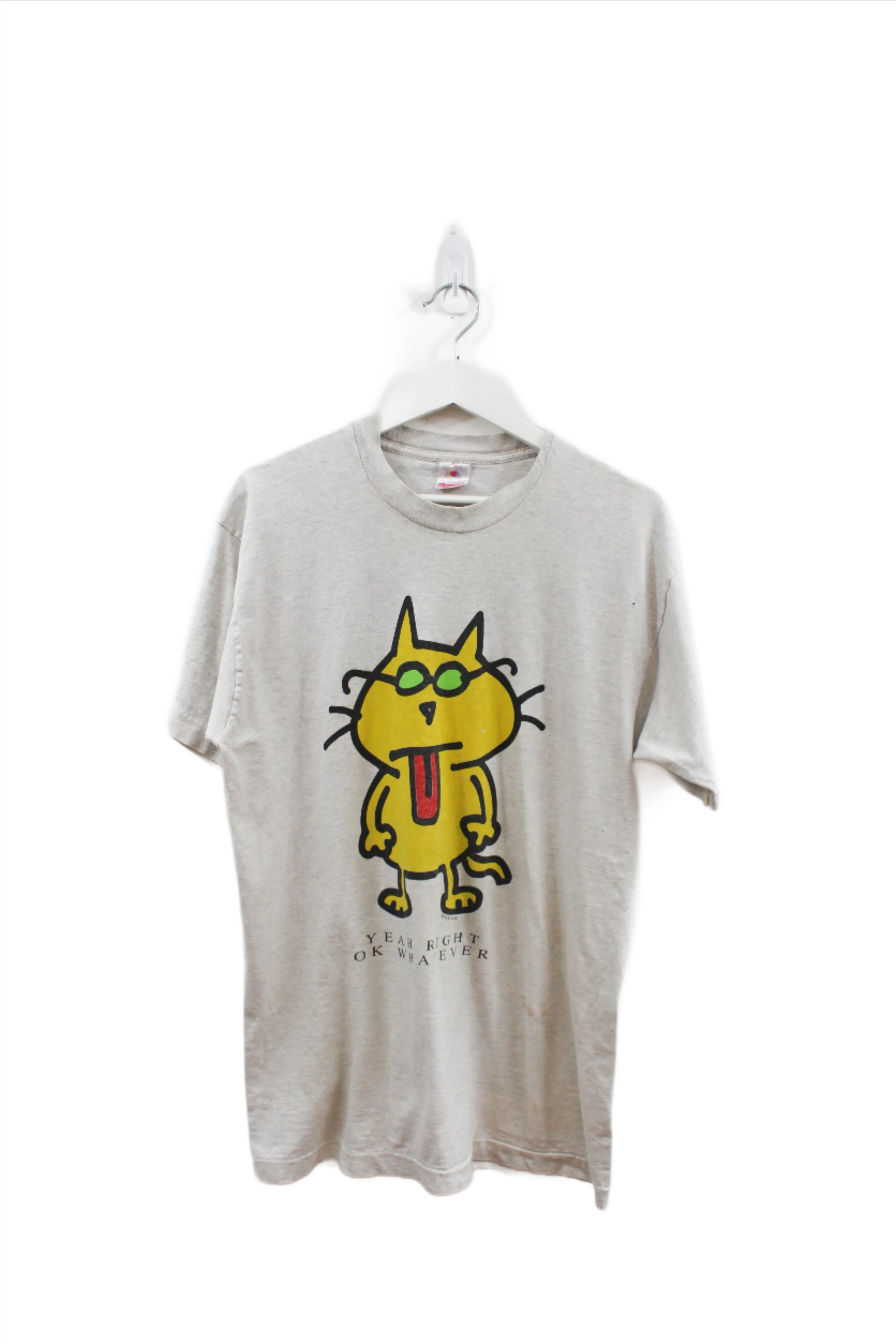 Z - Vintage Single Stitch 90s Yeah Right Ok Whatever Cat Graphic Fruit Of The Loom Tee sold by HG Vintage