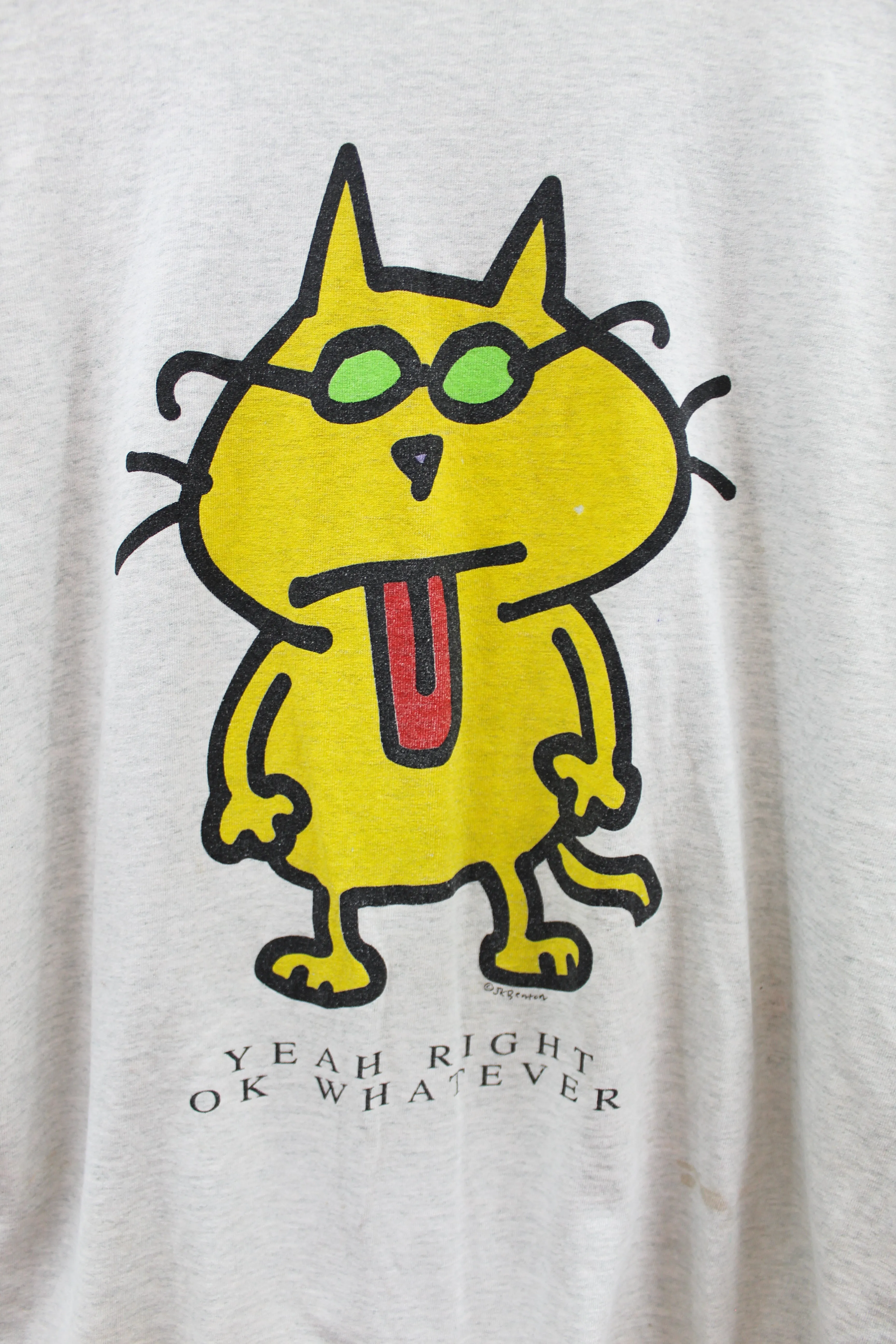 Z - Vintage Single Stitch 90s Yeah Right Ok Whatever Cat Graphic Fruit Of The Loom Tee sold by HG Vintage product image thumbnail 2
