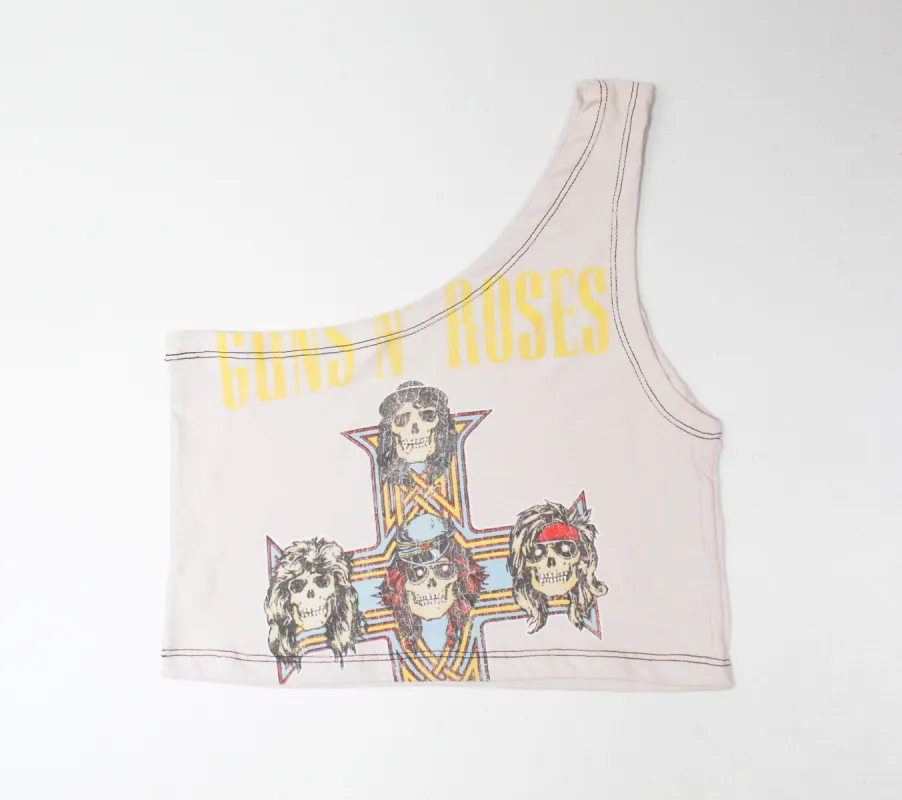 Haus Of Mojo Vintage Reworked Guns And Roses Logo One Shoulder Cropped Top sold by HG Vintage