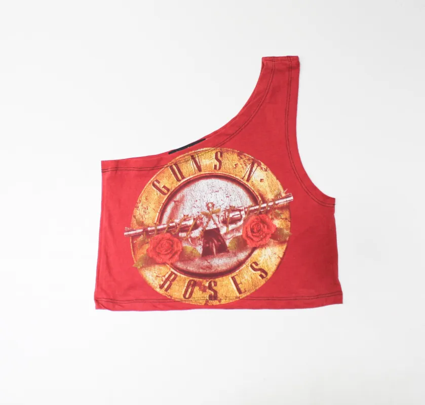 Haus Of Mojo Vintage Reworked Guns And Roses Logo One Shoulder Cropped Top sold by HG Vintage