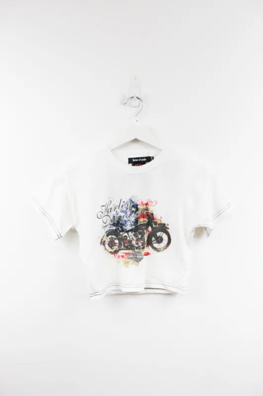 Haus Of Mojo Vintage Reworked Harley American Motorcycle Design Crop Baby Tee sold by HG Vintage