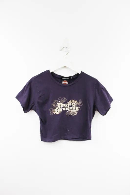 Haus Of Mojo Vintage Reworked Harley Embroidered Logo Crop Baby Tee sold by HG Vintage