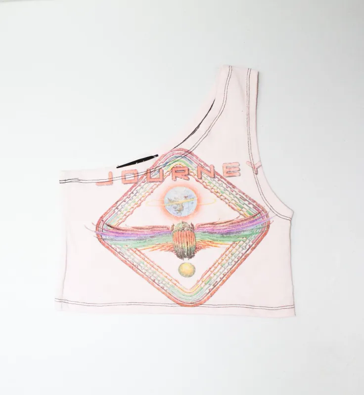 Haus Of Mojo Vintage Reworked Journey Logo One Shoulder Cropped Top sold by HG Vintage