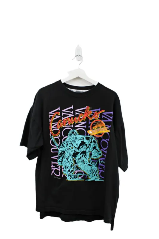 Z- Vintage 1991 Canucks Goaltender Softwear NHL Single Stitch Tee sold by HG Vintage
