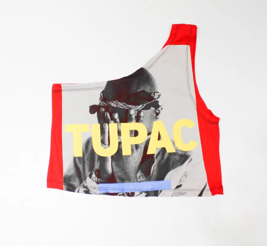 Haus Of Mojo Vintage Reworked Tupac One Shoulder Cropped Top sold by HG Vintage