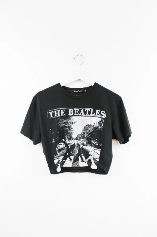 Haus Of Mojo Vintage Reworked The Beatles Abbey Road Black And White Picture Crop Baby Tee sold by HG Vintage