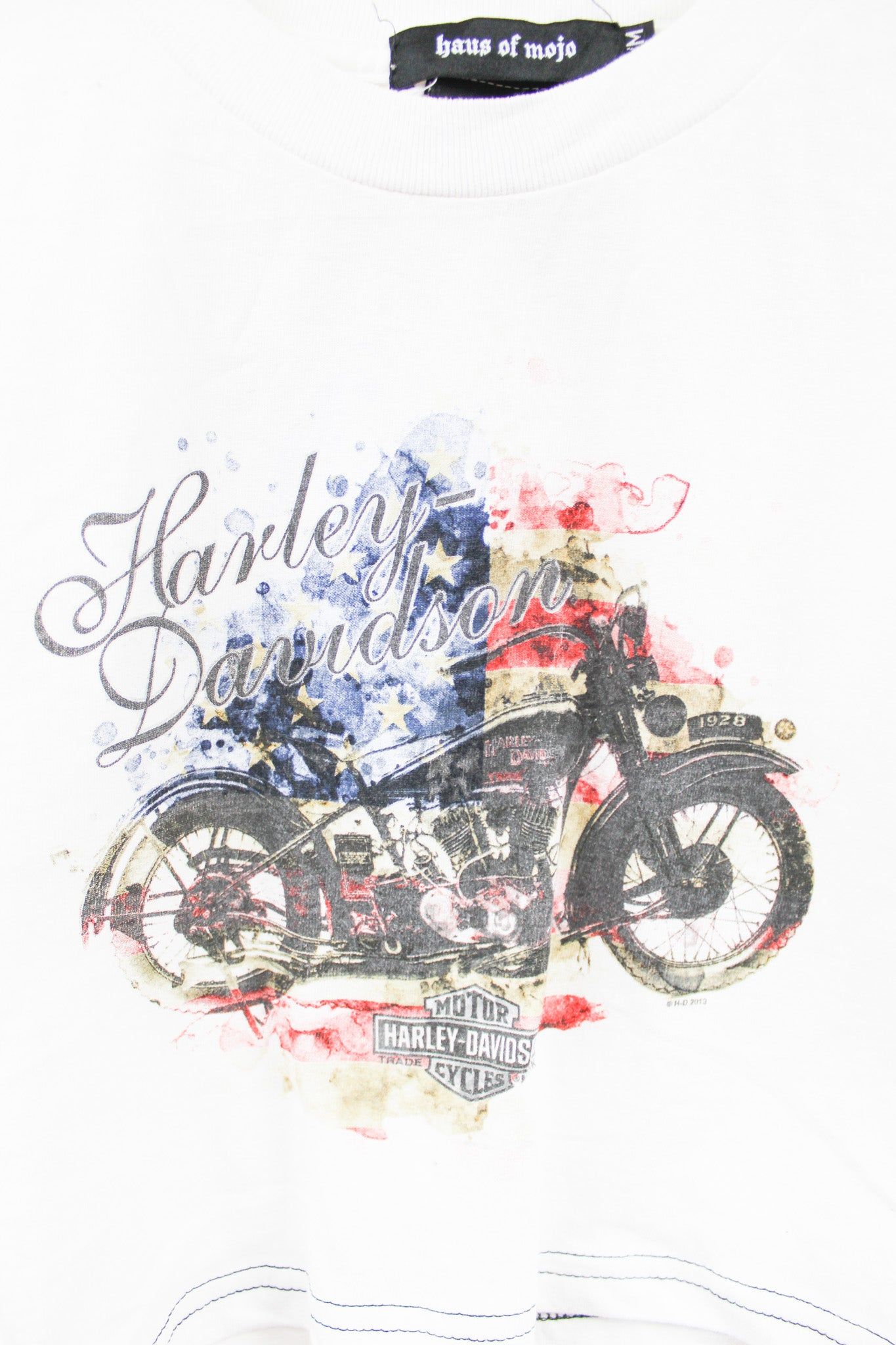 Haus Of Mojo Vintage Reworked Harley American Motorcycle Design Crop Baby Tee sold by HG Vintage product image thumbnail 2