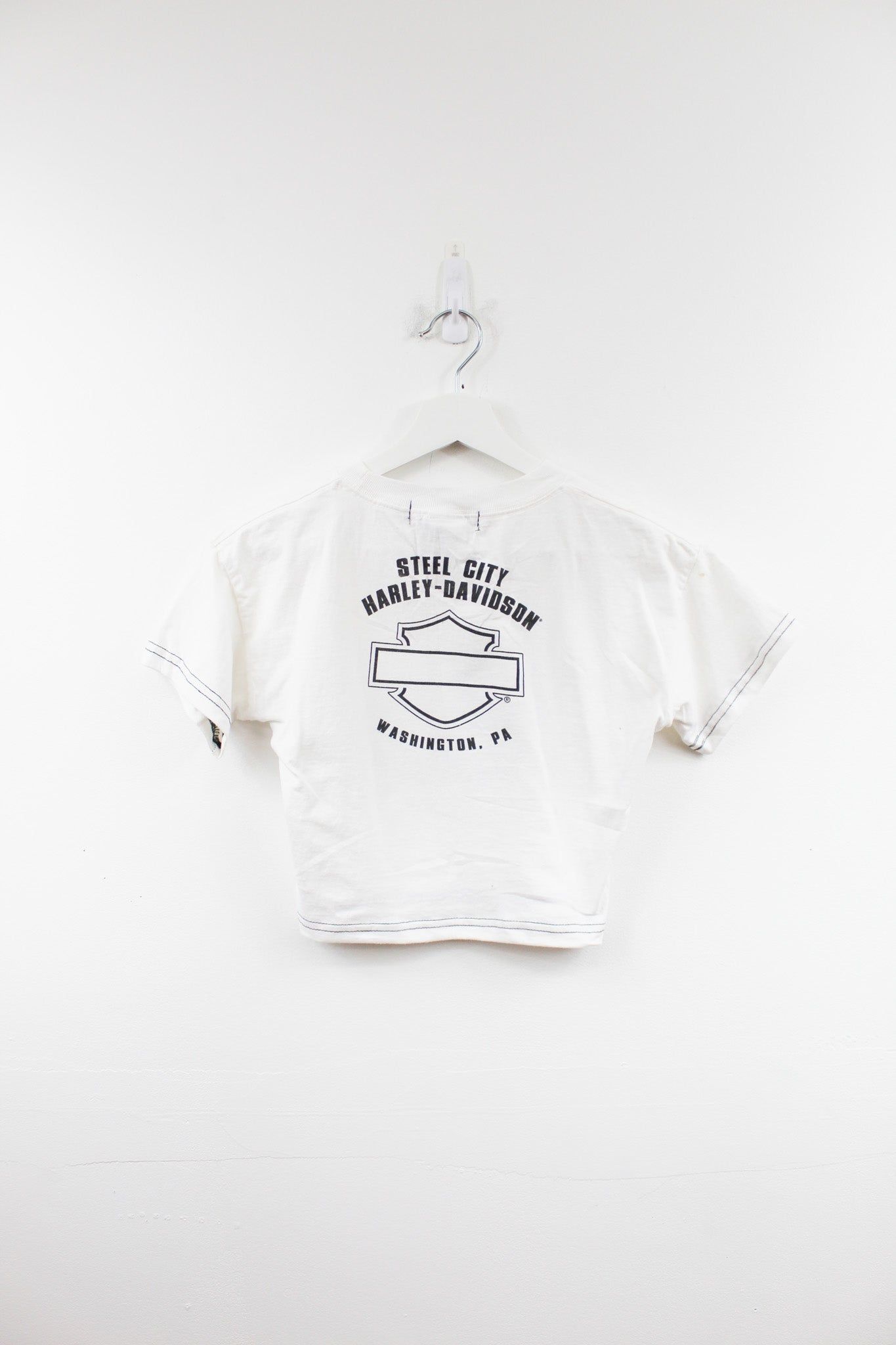 Haus Of Mojo Vintage Reworked Harley American Motorcycle Design Crop Baby Tee sold by HG Vintage product image thumbnail 3