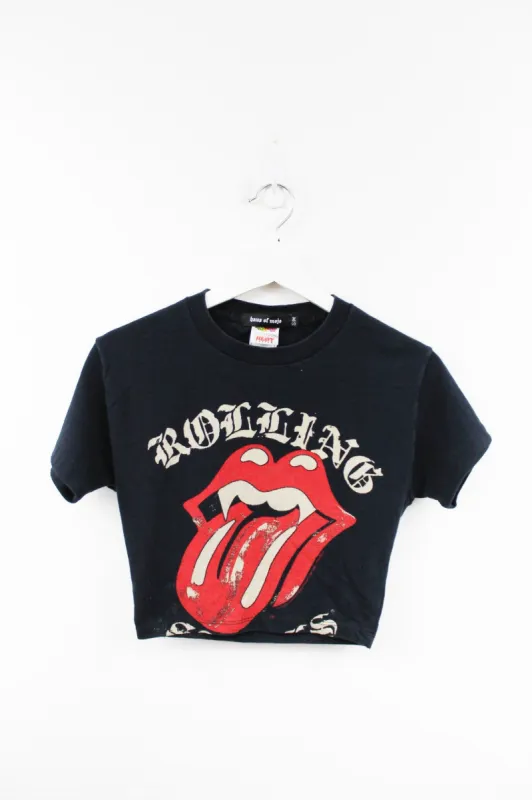 Haus Of Mojo Vintage Reworked Rolling Stones Tongue Logo Crop Baby Tee sold by HG Vintage