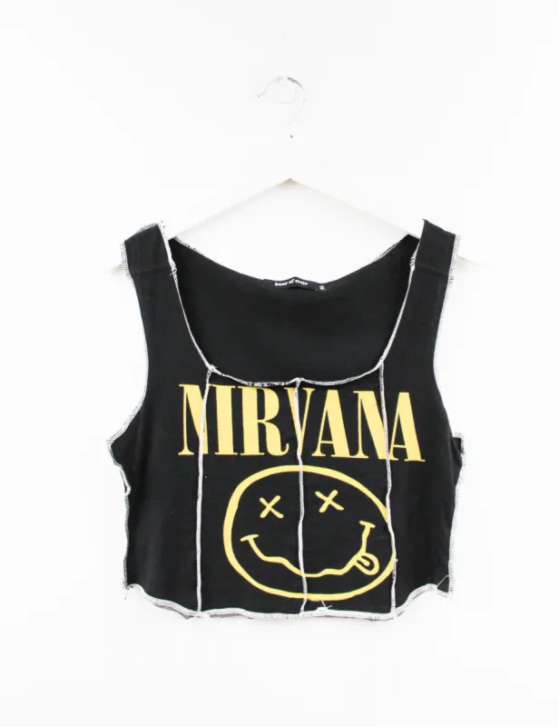 Haus Of Mojo Reworked Vintage Nirvana Logo Double Stitch Crop Top sold by HG Vintage