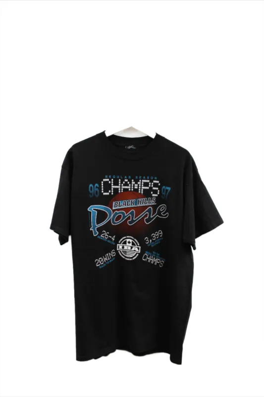 Z - Vintage Single Stitch 96-97 IBA Black Hills Posse Regular Season Champs Tee sold by HG Vintage