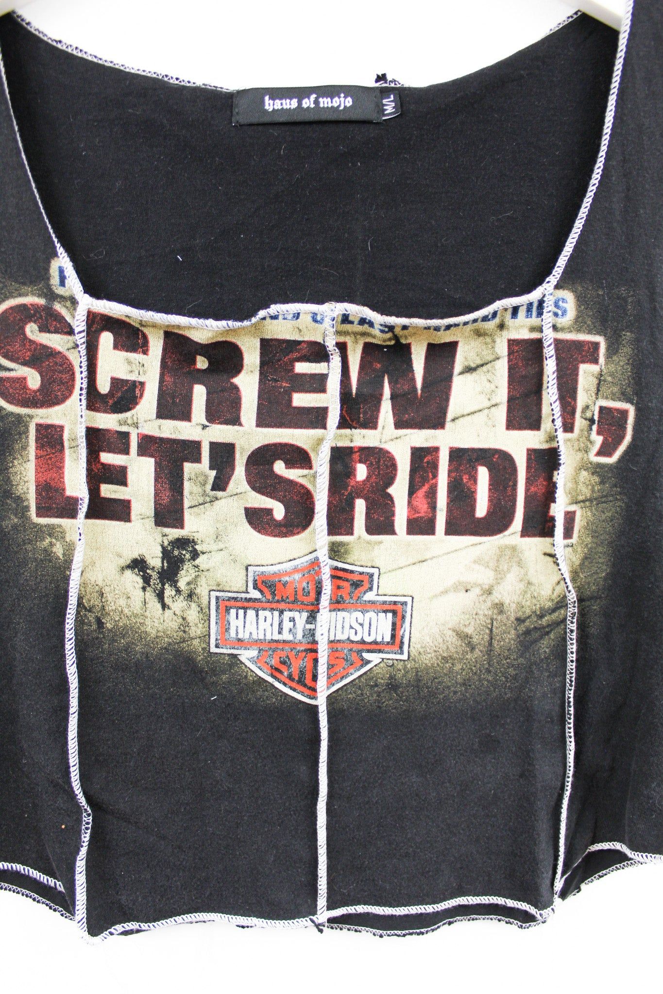 Haus Of Mojo Reworked Vintage Harley Davidson Pittsburgh Screw it Double Stitch Crop Top sold by HG Vintage product image thumbnail 2
