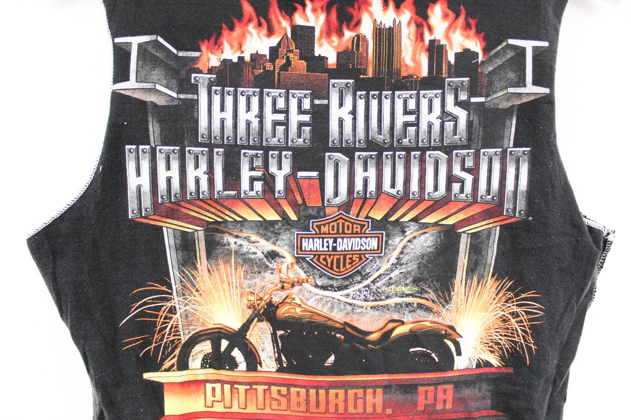 Haus Of Mojo Reworked Vintage Harley Davidson Pittsburgh Screw it Double Stitch Crop Top sold by HG Vintage product image thumbnail 4