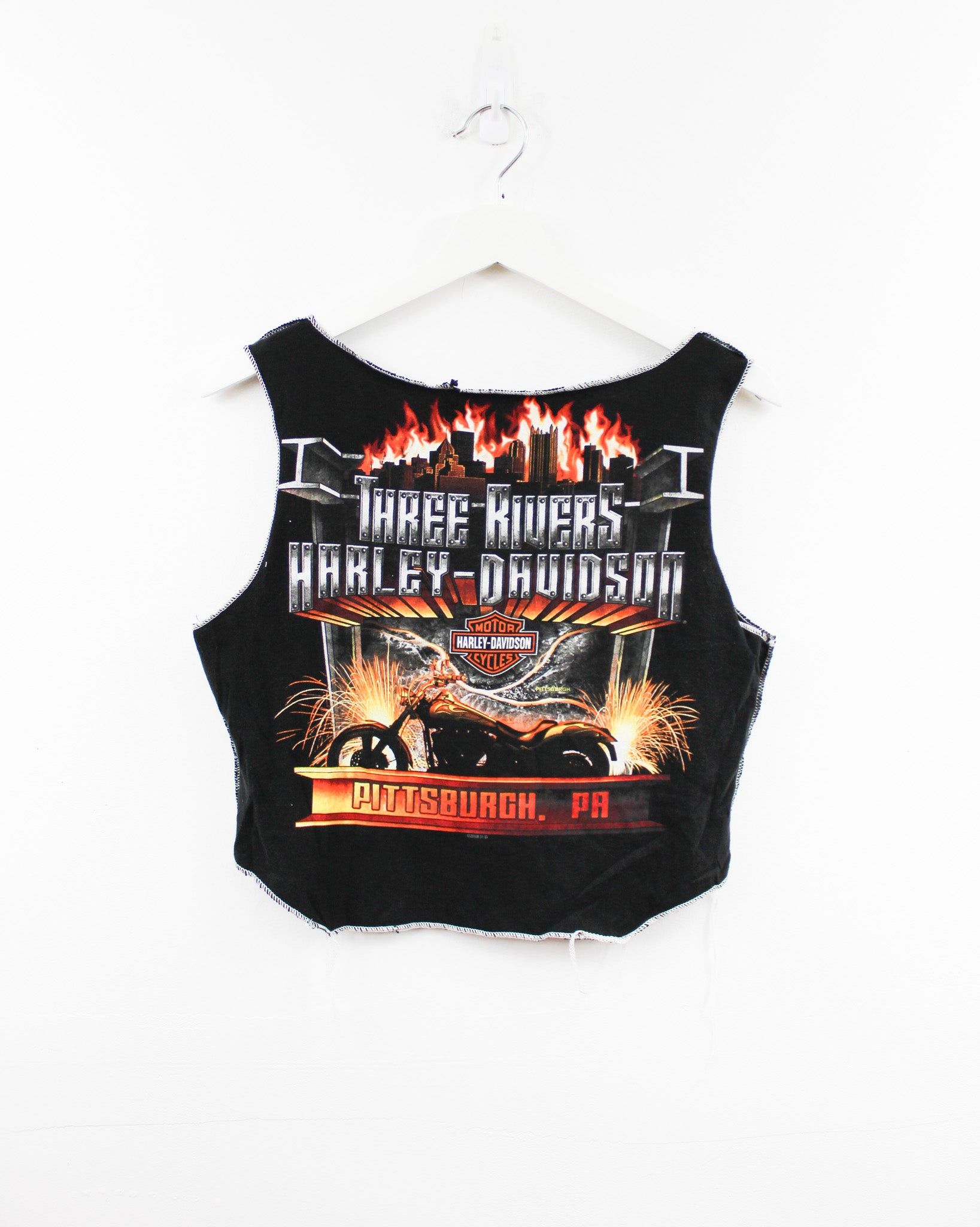 Haus Of Mojo Reworked Vintage Harley Davidson Pittsburgh Screw it Double Stitch Crop Top sold by HG Vintage product image thumbnail 3