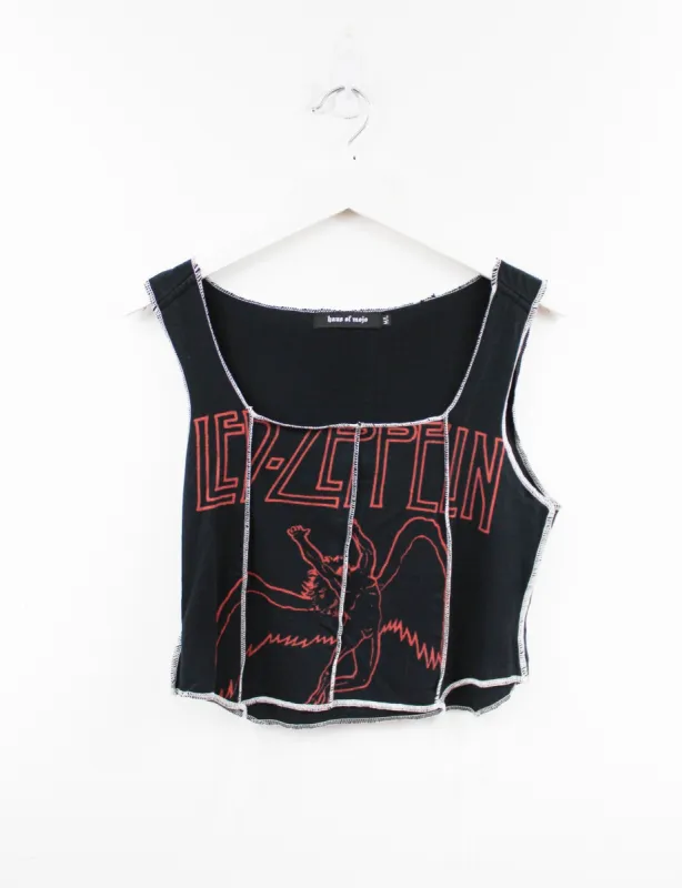 Haus Of Mojo Reworked Vintage Led Zeppelin Icarus Logo Double Stitch Crop Top sold by HG Vintage
