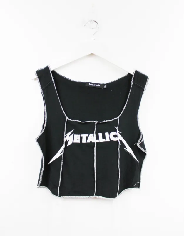 Haus Of Mojo Reworked Vintage Metallica Logo Double Stitch Crop Top sold by HG Vintage