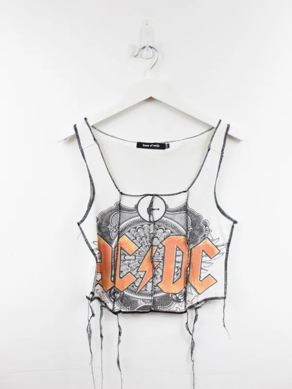 Haus Of Mojo Reworked Vintage AC/DC Logo Double Stitch Crop Top sold by HG Vintage